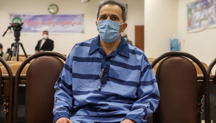 A file photo from February 6, 2022 of Jamshid Sharmahd during his trial in Tehran. — AFP