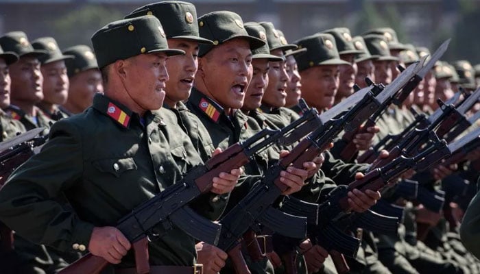 A representational image showing North Korean soldiers during a military parade. — AFP/File