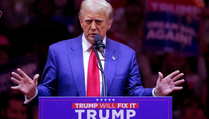 Republican presidential nominee and former US President Donald Trump speaks during a rally at Madison Square Garden, in New York, US, October 27, 2024. — Reuters