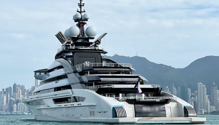 The 465-foot superyacht Nord, reportedly owned by sanctioned Russian oligarch Alexei Mordashov is seen in Hong Kong, China, October 20, 2022. — Reuters