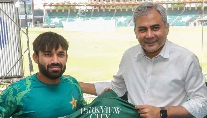 Pakistan white-ball skipper Mohammad Rizwan pictured with PCB Chairman Mohsin Naqvi. — PCB/File