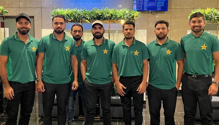 Faheem Ashraf-led Pakistan squad departs for Hong Kong to take part in the Hong Kong Cricket Sixes. — Facebook@PakistanCricketBoard/file