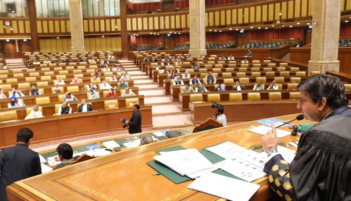 Punjab Assembly Speaker Malik Muhammad Ahmad Khan presides over an assembly session on October 29, 2024. — Facebook@ProvincialAssemblyofPunjab