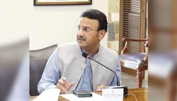 Sindh Home Minister Ziaul Hasan Lanjar in a meeting on April 21, 2024. — Facebook@Minister for Home and Law Sindh