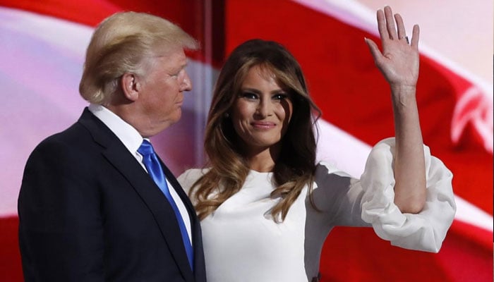 Melania Trump stands with her husband Republican presidential candidate Donald Trump at the Republican National Convention in Cleveland, Ohio, July 18, 2016. — Reuters