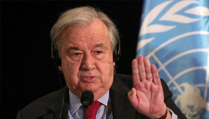 United Nations Secretary-General Antonio Guterres gestures as he attends a news conference in Beirut, Lebanon, December 21, 2021. — Reuters