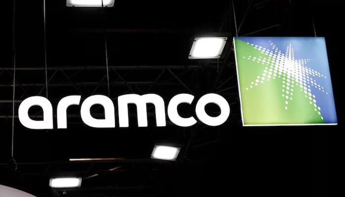 The Saudi Aramco logo is pictured at an exhibition on February 1, 2024. — Reuters