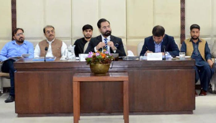 Senator Shahzaib Durani (centre) Chairs the Senate Functional for Less Developed Areas at pariament house. — Facebook@Pakistansenate