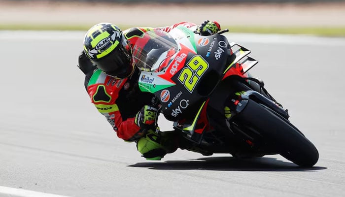 Aprilia Racing Team Gresinis Andrea Iannone during practice on August 23, 2019. — Reuters