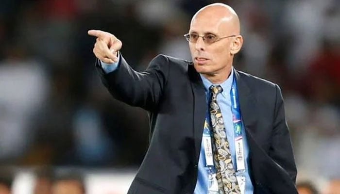 Pakistan men’s football team Stephen Constantine gesturing. — AFP/file