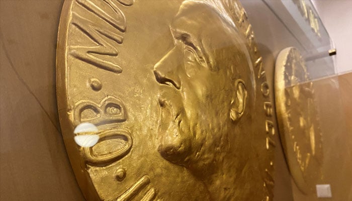 A Nobel Prize medal replica is on display inside the Norwegian Nobel Institute in Oslo, Norway September 19, 2022. — Reuters