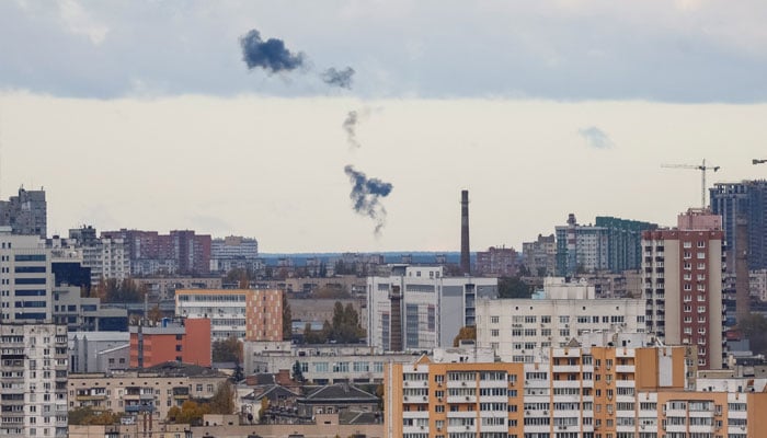 Smoke rises in the sky over the city after a Russian drone strike, amid Russias attack on Ukraine, in Kyiv, Ukraine November 2, 2024. — Reuters