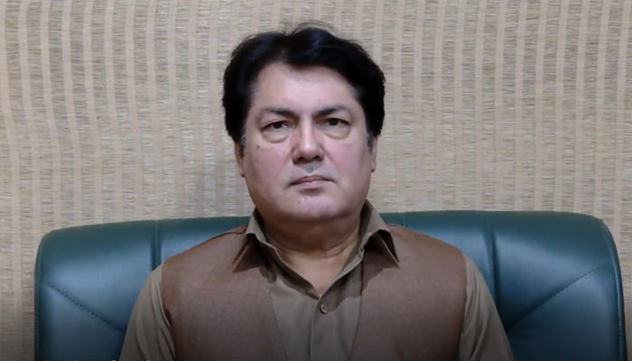 Pakistan Tehreek-e-Insaf (PTI) leader Barrister Muhammad Ali Saif while speaking through a virtual link on September 23, 2022. — Barrister Muhammad Ali Saifs website