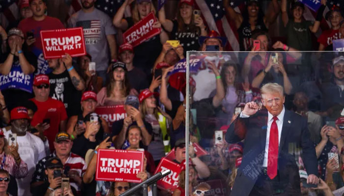 Republican presidential nominee and former US President Donald Trump gestures during a campaign rally in Gastonia, North Carolina, November 2, 2024. — Reuters