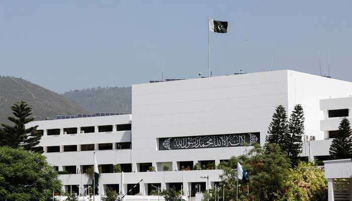 A general view of the parliament building in Islamabad on March 25, 2022. — Reuters