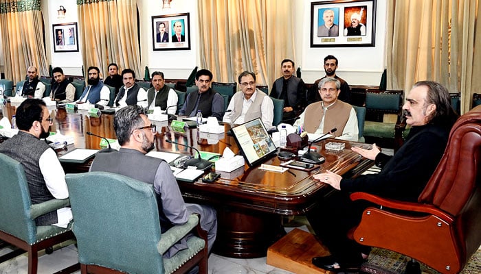 KP Chief Minister Ali Amin Khan Gandapur chairs a meeting of committee constituted for the Solarization of Government Buildings on November 5, 2024. — NNI