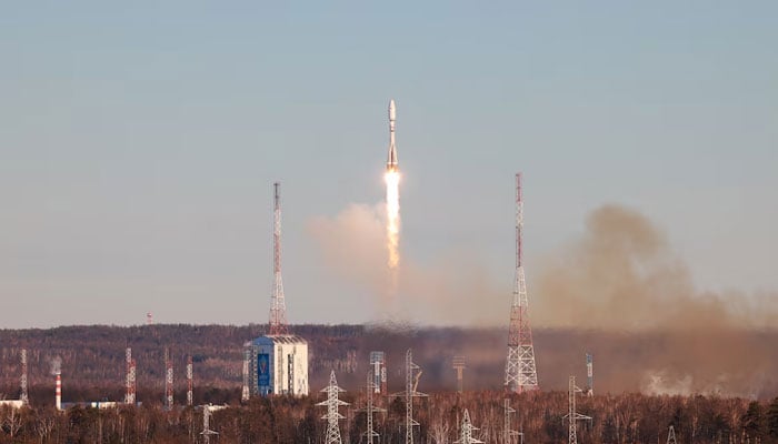 A Soyuz-2.1b rocket booster with a Fregat upper stage carrying satellites blasts off from its launchpad at the Vostochny Cosmodrome in the far-eastern Amur region, Russia on November 5, 2024. — Reuters