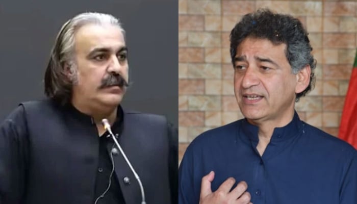 This combo of images shows, KP Chief Minister Ali Amin Gandapur (left) and senior Pakistan Tehreek-e-Insaf (PTI) leader Muhammad Atif Khan (right). — Facebook@@AliAminKhanGandapurPTI/matifkhanpti/File