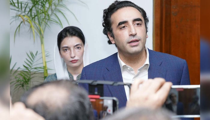 Peoples Party (PPP) Chairman, Bilawal Bhutto Zardari talks with media persons during a press conference after the PPP Parliamentary Party meeting, in Islamabad on October 20, 2024. — PPI