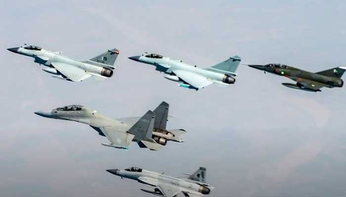 Pakistan Air Force (PAF) and Peoples Liberation Army Air Force of China (PLAAF) fighter jets pictured during Indus Shield-Chinese exercise in this released on November 5, 2024. — Screengrab via YouTube@ISPR