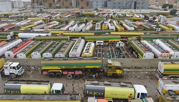 Oil tankers park in a terminal near a port in Karachi. — AFP/File