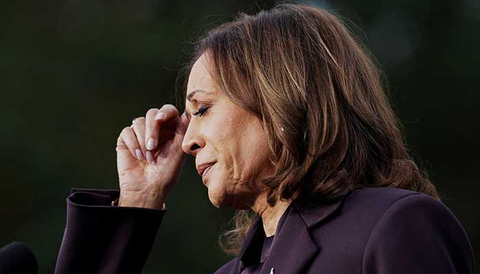 Democratic presidential nominee US Vice President Kamala Harris reacts as she delivers remarks, conceding the 2024 presidential election to President-elect Donald Trump, at Howard University in Washington, US on November 6, 2024. — Reuters