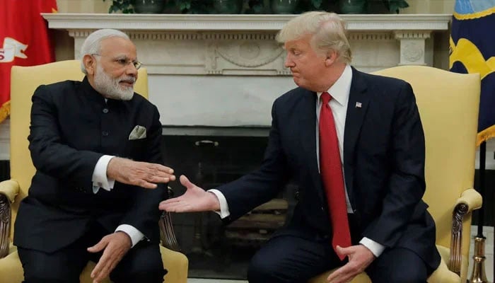 Indian Prime Minister Narendra Modi (left) greeted by US President-elect Donald Trump in the Oval Office at the White House in Washington. — Reuters/File