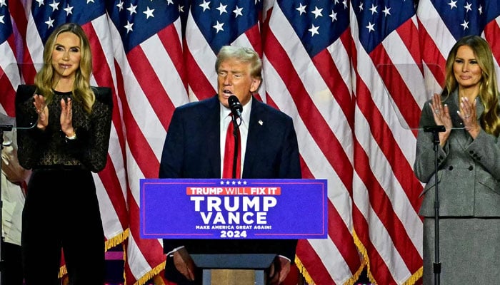 United States President-elect, Donald Trump speaks during an election night event at the West Palm Beach Convention Center in West Palm Beach, Florida, on November 6, 2024. — AFP