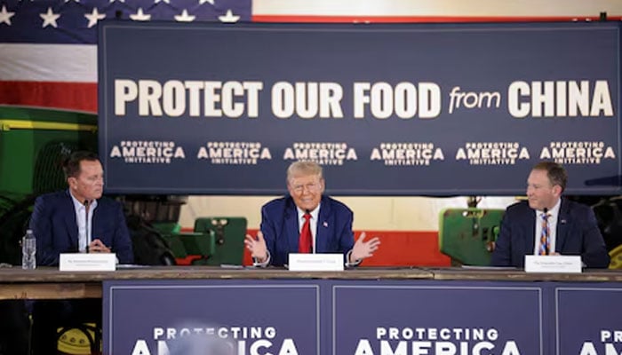 President-elect Donald Trump speaks while taking part in a round table with local farmers and officials, during an agricultural policy event in Smithton, Pennsylvania, US on  September 23, 2024.— Reuters