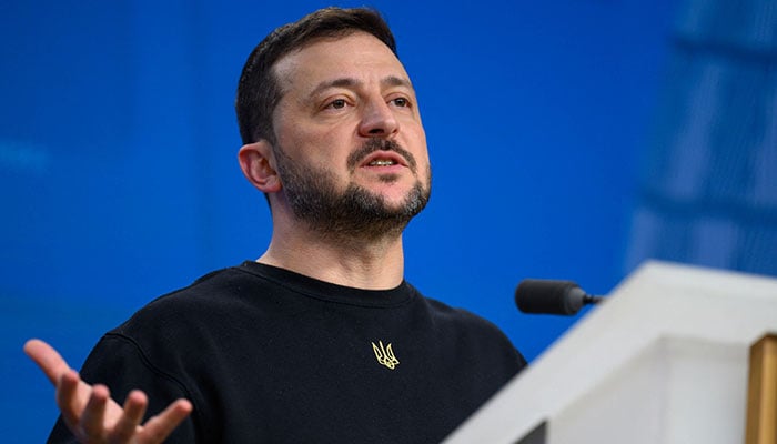 Ukraines president Volodymyr Zelensky gives a press conference on the sidelines of the European Council Summit in Brussels, Belgium, on 17 October 2024. — AFP/File