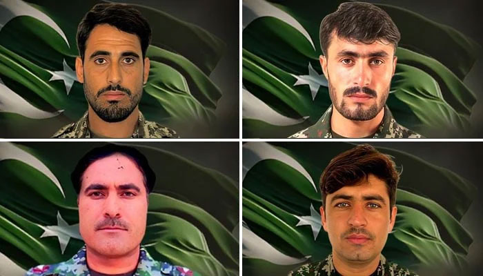 This is a collage of four soldiers who were martyred. — ISPR/File