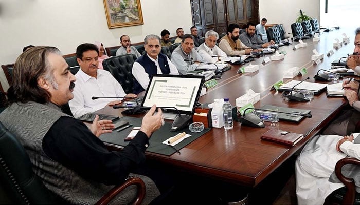 CM KP Sardar Ali Amin Khan Gandapur chairs a meeting of the Local Government Department on July 11, 2024. — NNI