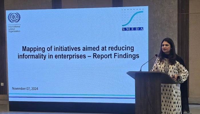 An image from the workshop jointly organised by SMEDA and the International Labour Organization (ILO) to launch the Enterprise Formalisation Project on November 8, 2024. — Facebook@smedapakistan