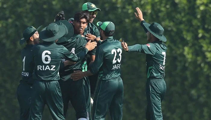 Pakistan U19 team players celebrating. — PCB/File