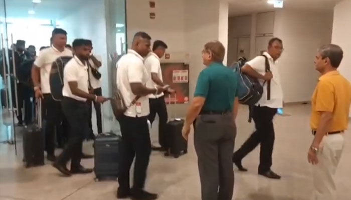 Sri Lanka A team players seen arriving at the Islamabad airport on November 10, 2024. — Screengrab via Youtube@asifkhansportsjournalist