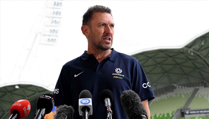 Australia coach Tony Popovic speaks to the media in Melbourne on November 8, 2024, as he names four debutants in an extended 26-man squad for crunch World Cup qualifiers against Saudi Arabia and Bahrain this month.— AFP