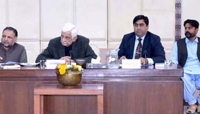 Chairman of the Senate Standing Committee on Rules of Procedure and Privileges Taj Haider presides over a meeting at Parliament House on November 8, 2024. — APP