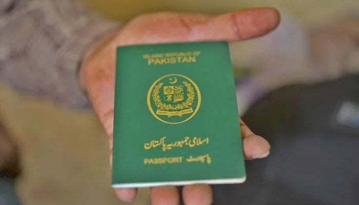 This photograph shows a book of Pakistani passport. — APP/File