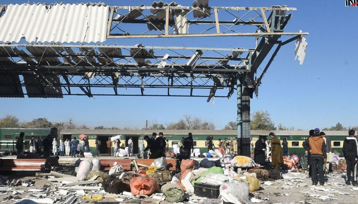 A view of damage site after blast at Zerghoon railway station in Quetta, Pakistan on November 9, 2024. — INP