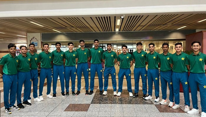 Pakistan Under-19 cricket team players posing for a photo at airport on November 9, 2024. — Facebook@PakistanCricketBoard