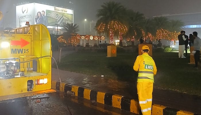 A Lahore Waste Management Company worker seen working in this undated image.— Facebook@LWMC1139/file