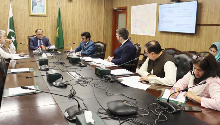 Federal Minister for Planning & Development Ahsan Iqbal chairing a high-level meeting on the in Islamabad on November 8, 2024. — Sabah