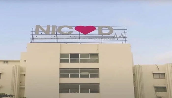 A sign of the (NICVD) can be seen on the top of the National Institute of Cardiovascular Diseases (NICVD) building. — nicvd.org/file