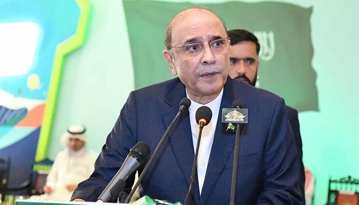 President Asif Ali Zardari addresses at an event on September 23, 2024. — APP