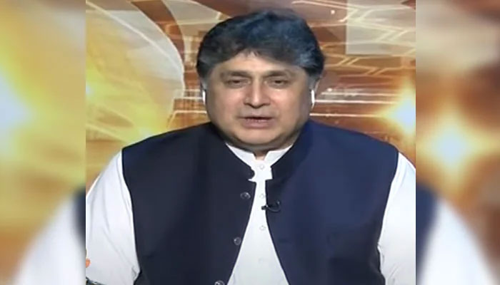 Former interim minister for privatisation Fawad Hassan Fawad speaks on the Geo News programme Jirga on November 10, 2024. — YouTube/GeoNews/screengrab