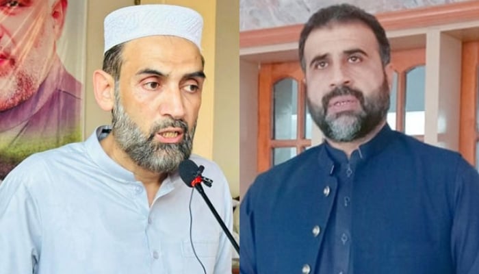 Provincial Minister for Irrigation Aqibullah (left) and Swabi Tehsil Chairman Attaullah (right) seen in this image. — Facebook@/Aqibullahkhanofficialkp/@AttaUllahKhanOfficial//File