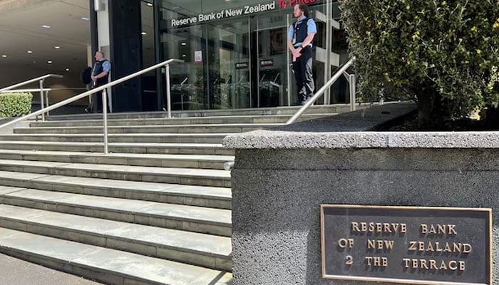 View of an entrance to the Reserve Bank of New Zealand in Wellington. — Reuters/File