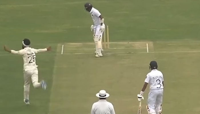 A Pakistan Shaheens bowler celebrates after taking a wicket against Sri Lanka A on November 11, 2024. — Facebook@PakistanCricketBoard