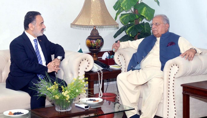 Federal Minister for Housing and Works Mian Riaz Hussain Pirzada (right) exchanges views with Turkish Ambassador Irfan Neziroglu during meeting in Islamabad on November 11, 2024. — PPI