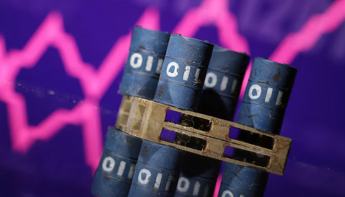 Miniatures of oil barrels and a rising stock graph are seen in this illustration taken January 15, 2024. —Reuters